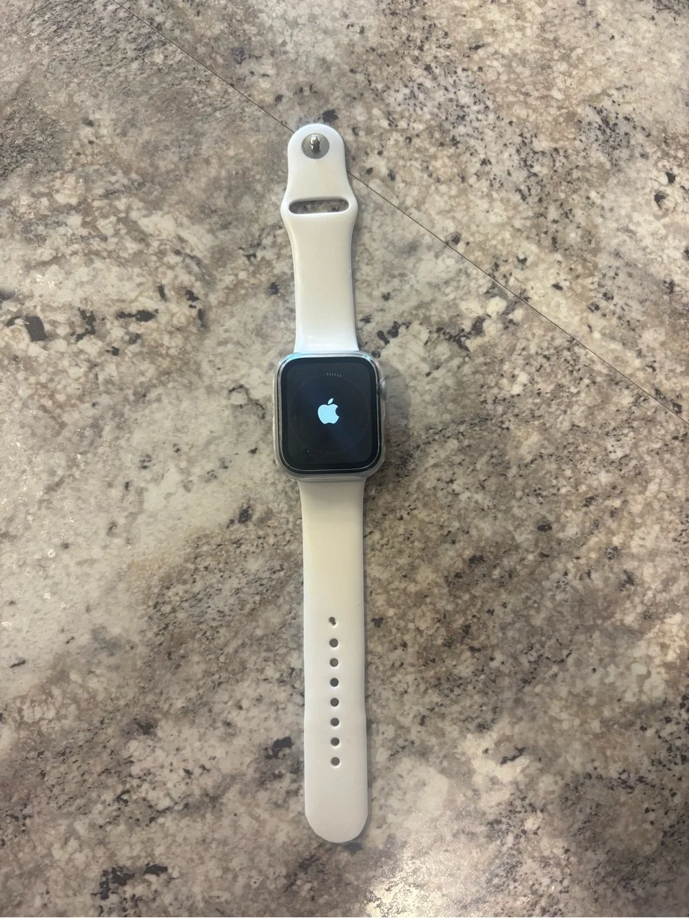 Apple Watch Silver Case with White Sport Band